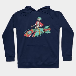 Funny Cowboy Skeleton Riding a Bomb Missile Hoodie